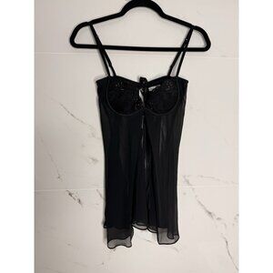 LA SENZA BABYDOLL Sz S  BLACK CHEMISE TEDDY LINGERIE LACE BRA Y2K​​